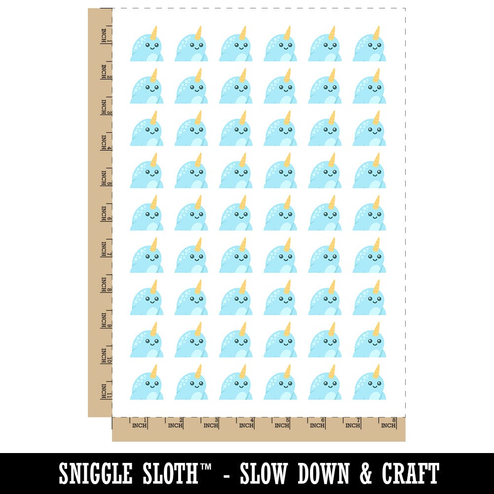 Peeking Narwhal Temporary Tattoo Water Resistant Fake Body Art Set Collection (1 Sheet)