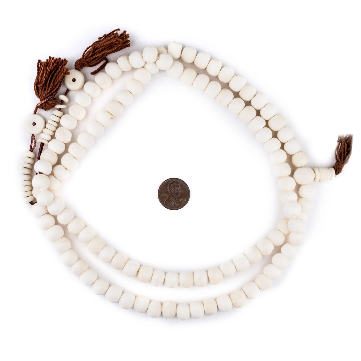 TheBeadChest Matte White Bone Mala Beads 10mm Nepal Round Large Hole 34 Inch Strand