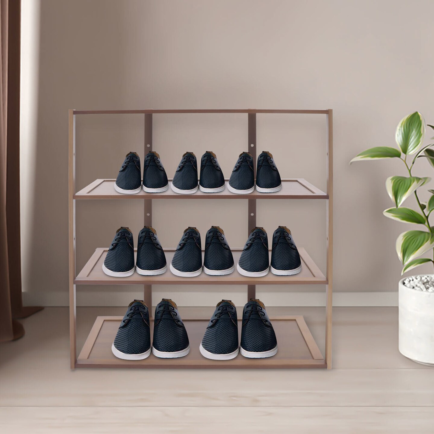 Kitcheniva 4-Tier Bamboo Shoe Rack Organizer Shelf