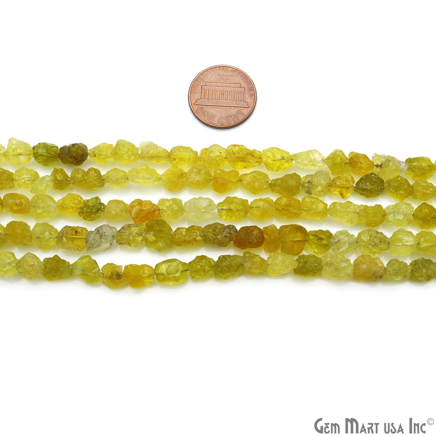 Lemon Topaz Rough Nugget Chunks, Natural Gemstone Beads, Drilled Raw Strands, 7x5mm (Approx), 8 inch, GemMartUSA (DRLT-70052)