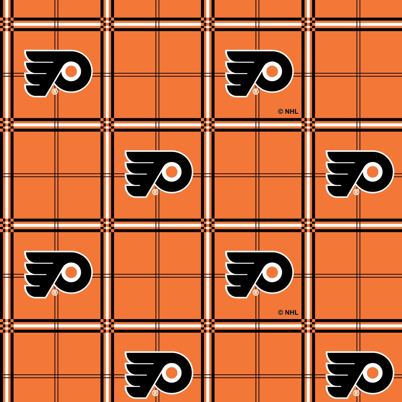 Sykel Enterprises NHL Team Cotton Flannel Fabric-Philadelphia Flyers Plaid Flannel Fabric