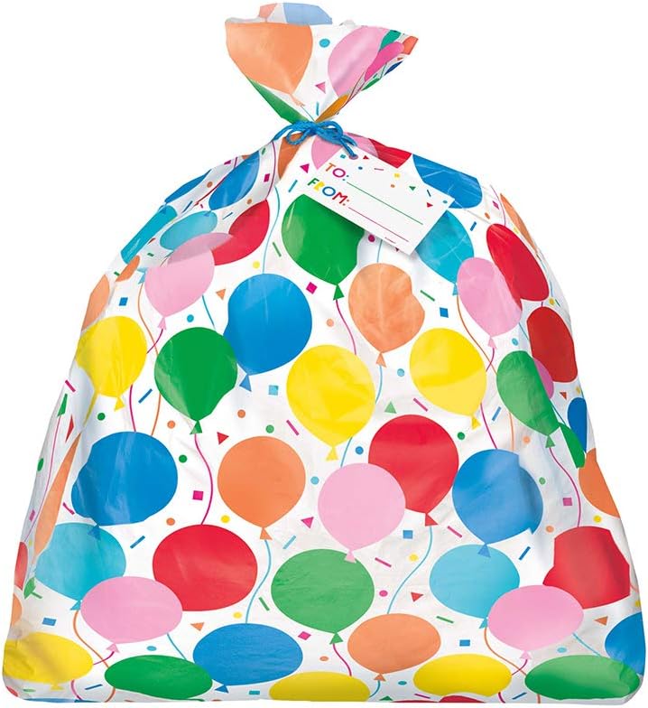 Birthday Balloons Jumbo Plastic Gift Bag with Card