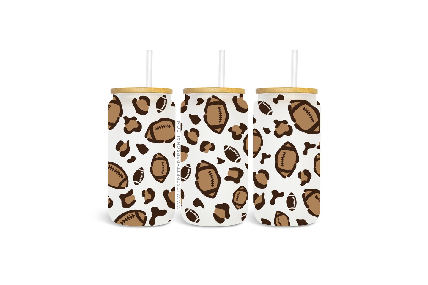 #277- Leopard Football Print- 16oz Cup UV DTF Wrap