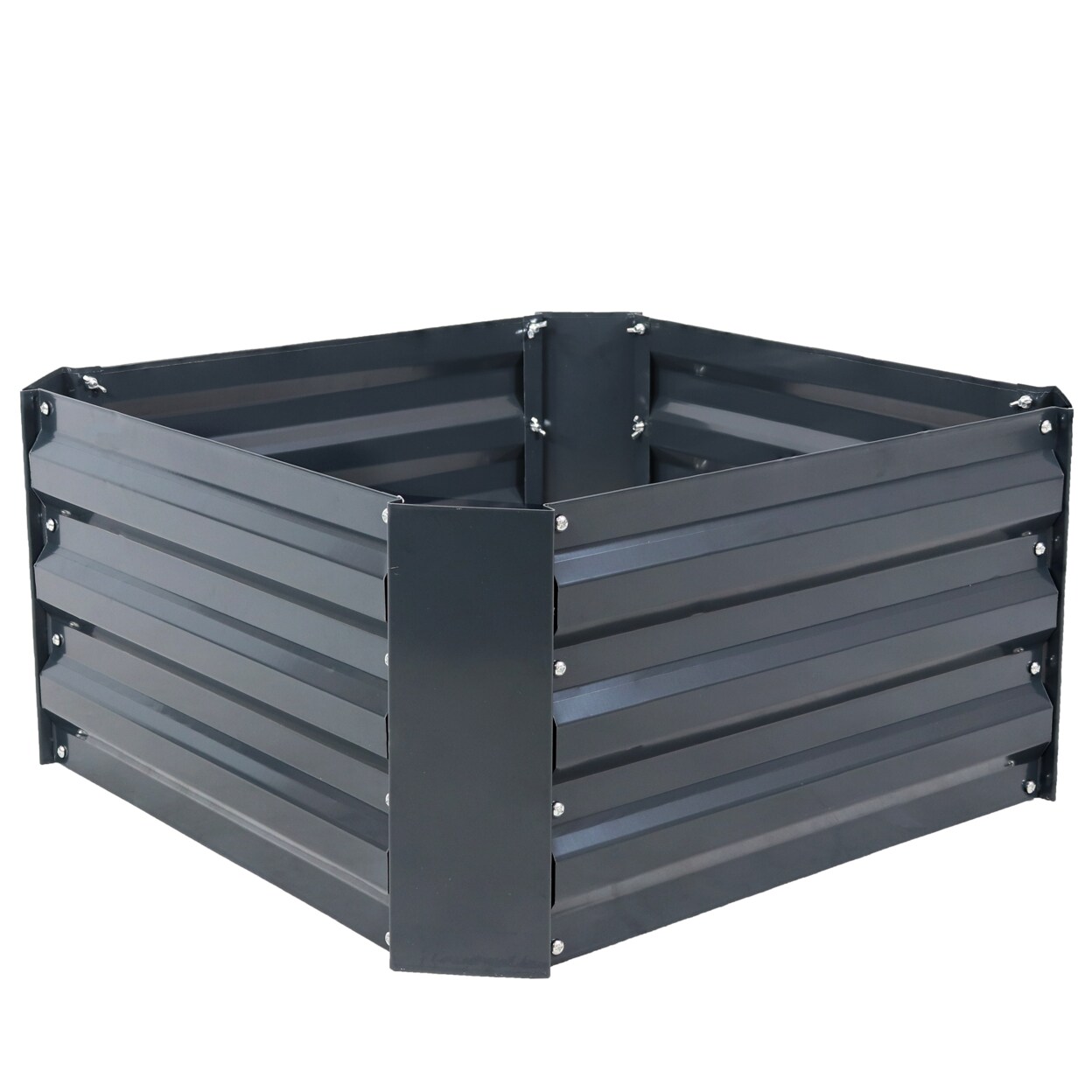 Sunnydaze Galvanized Steel Square Raised Garden Bed - 24 In - Dark Gray