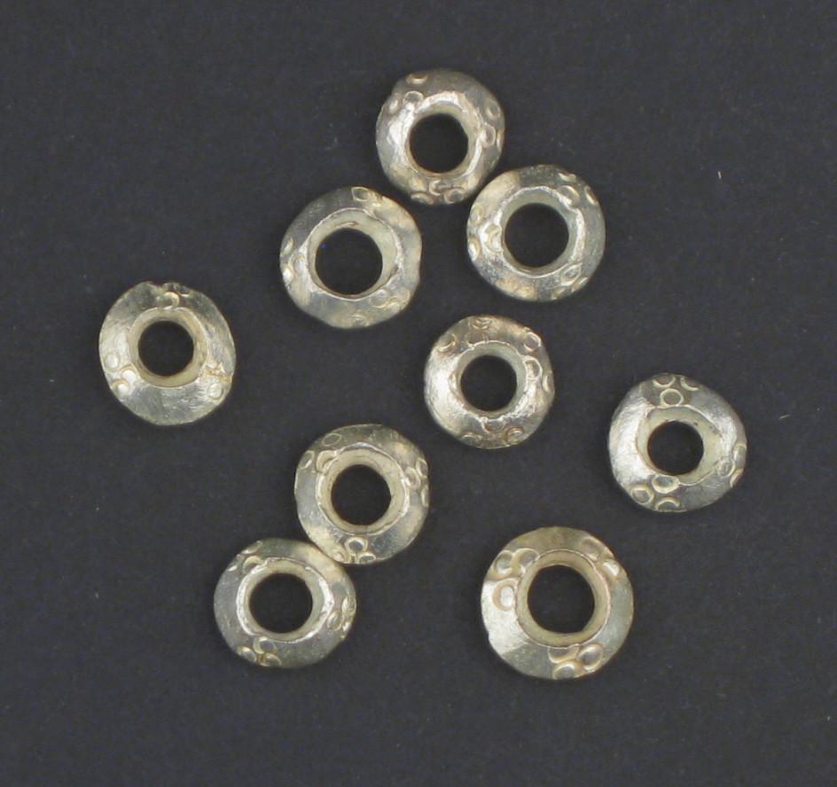 TheBeadChest Silver Ethiopian Wollo Rings (9mm) (Set of 5): Genuine Ethiopian Metal Ring Beads for DIY Jewelry