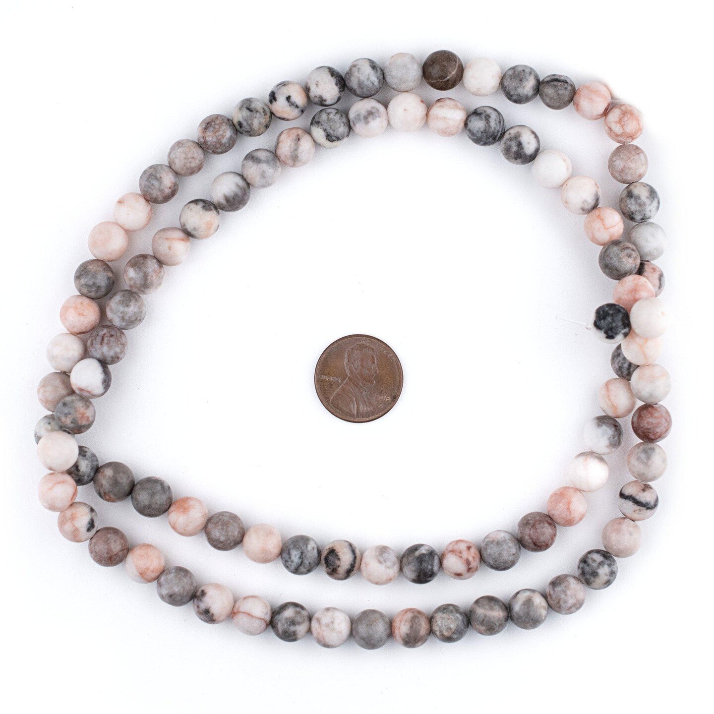 TheBeadChest Round Pink Zebra Jasper Beads (8mm): Organic Gemstone Round Spherical Energy Stone Healing Power Crystal for Jewelry Bracelet Mala Necklace Making