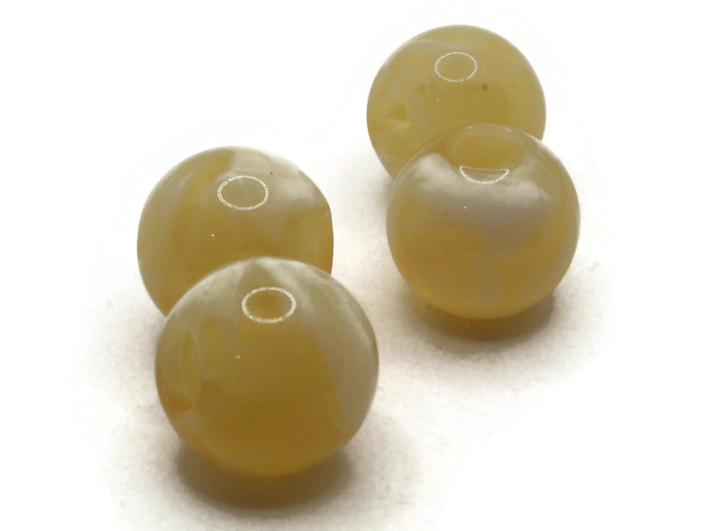 4 28mm Yellow &#x26; White Swirl Large Hole Round Acrylic Plastic Ball Beads