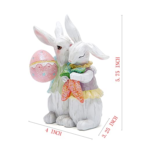 Hodao Easter Bunny Couple Decorations Spring Decors Figurines Tabletopper Decorations for Party Home Holiday Cute Rabbit Easter Day Couple Gifts Decorations