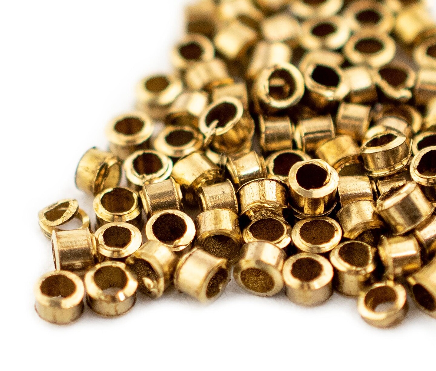 TheBeadChest Brass Tube Crimp Beads (1.5mm, Set of 100)
