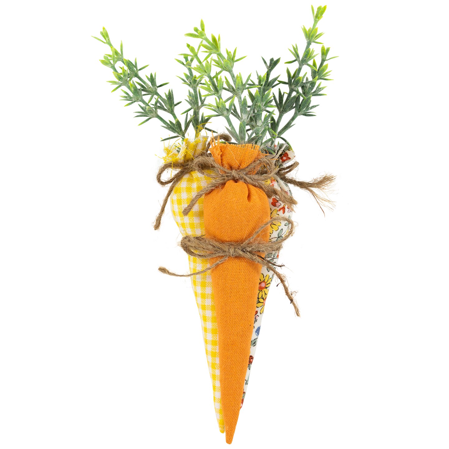 Northlight Fabric Carrot Easter Decorations - 9&#x22; - Orange and Yellow - Set of 3