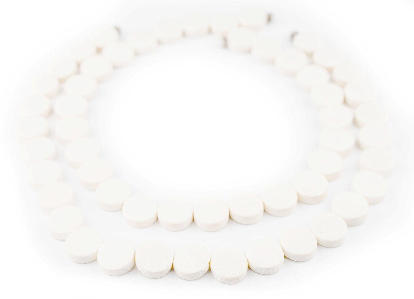The Bead Chest White Circular Natural Wood Beads (15x15mm): Organic Eco-Friendly Wooden Bead Strand for DIY Jewelry, Crafts, Necklace and Bracelet Making