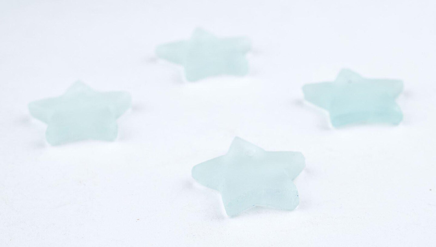The Bead Chest Star Sea Glass Pendants, Frosted Matte Eco-Friendly Translucent Recycled Glass Charms for Jewelry & Necklace Making
