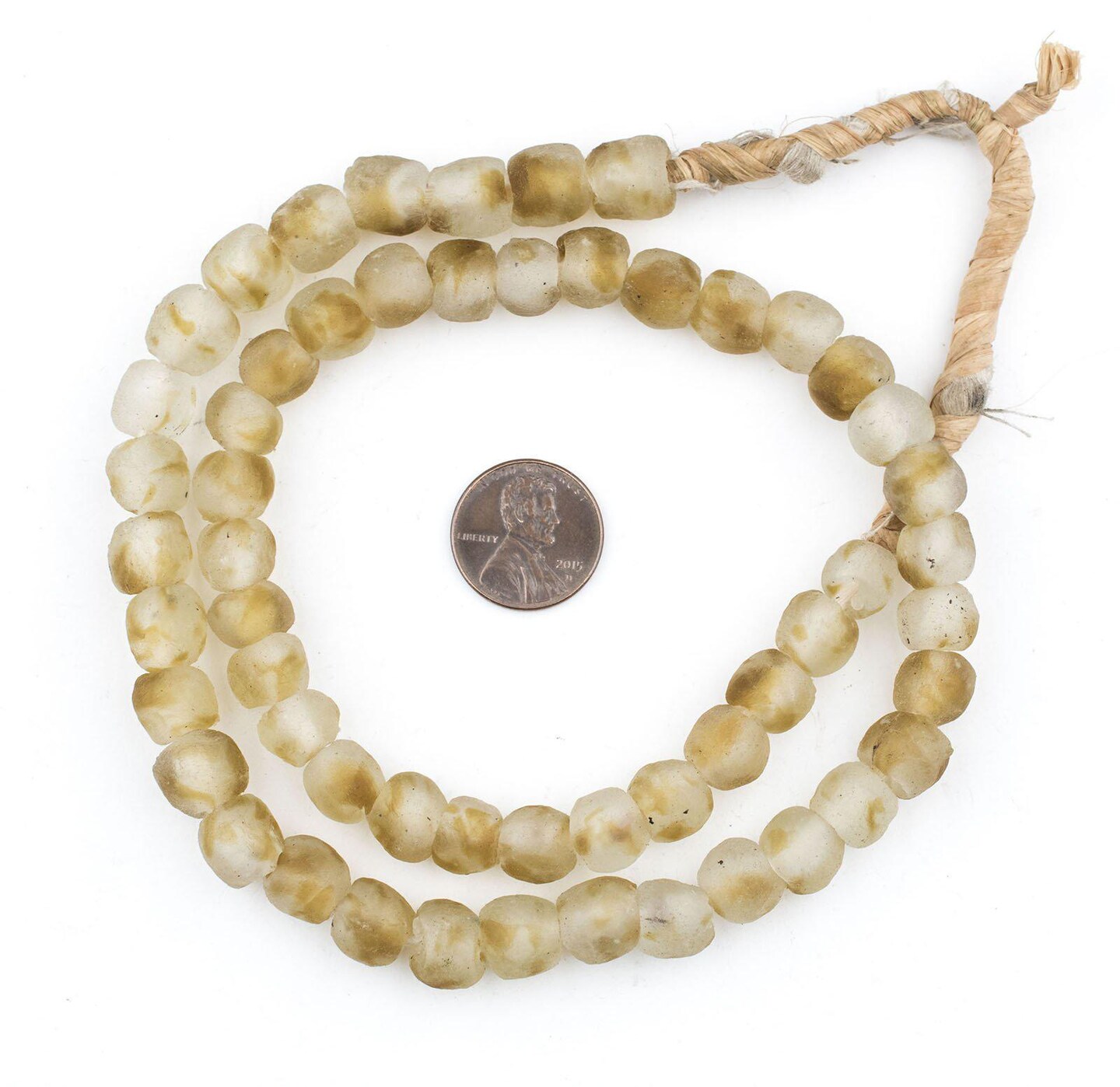 TheBeadChest African Recycled Glass Beads, Strand, For Jewelry Making, Home Decor, Handmade in Ghana (11mm, Brown Swirl)