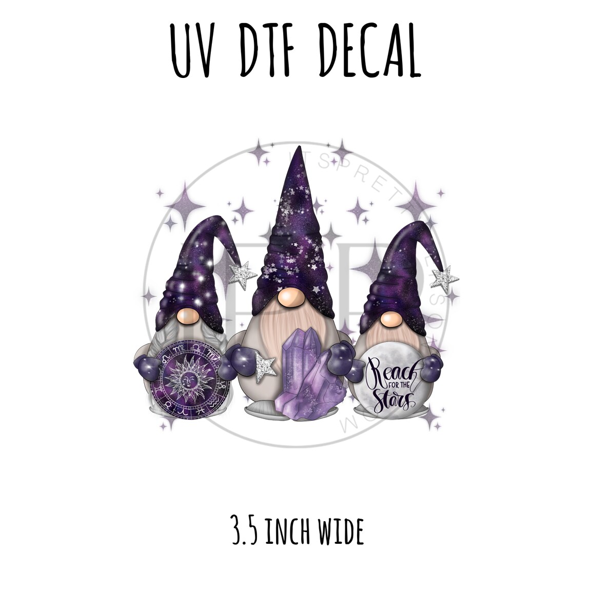 #285 -Magical Gnomes 3.5 inch wide UV DTF decal