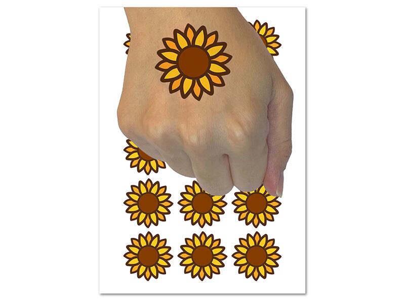 Summer Sunflower Temporary Tattoo Water Resistant Fake Body Art Set Collection (1 Sheet)