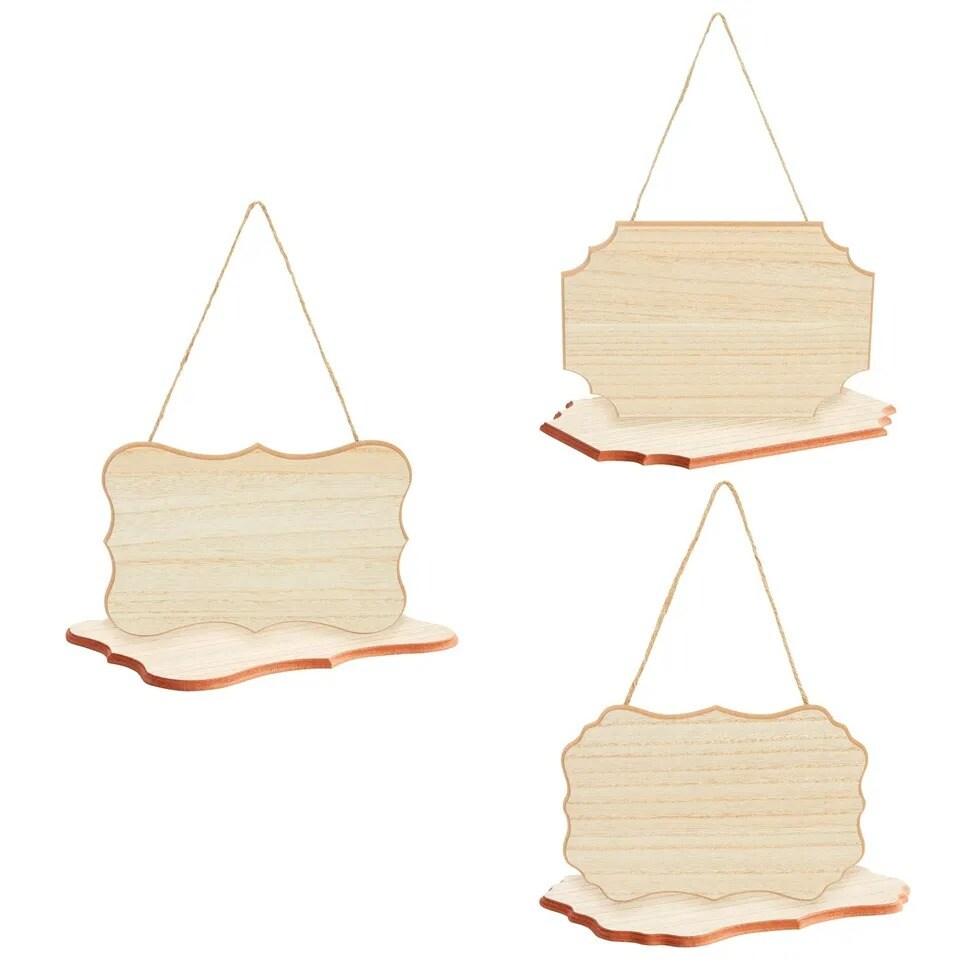 6-Pk MDF Unfinished Wood Plaques for Crafts with Jute Rope