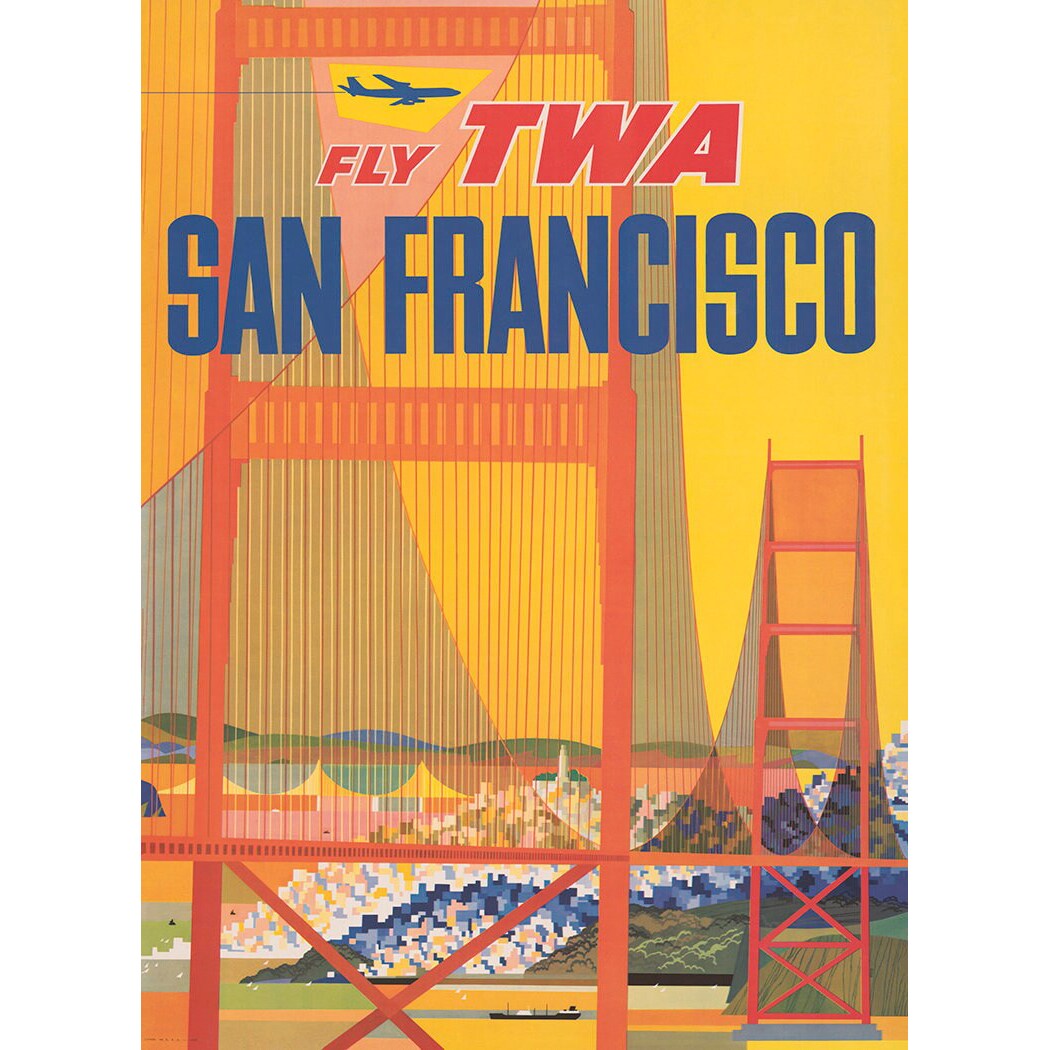 San Francisco TWA California Vintage Travel Poster Prints