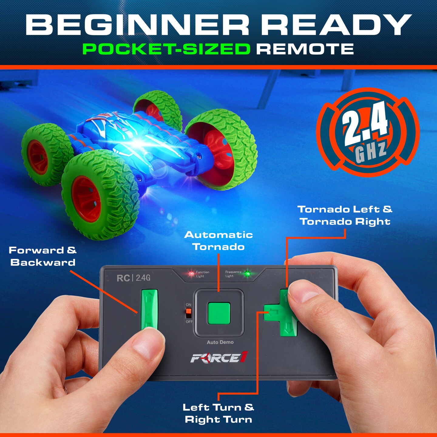 Force1 Mini Tornado LED Remote Control Car for Kids