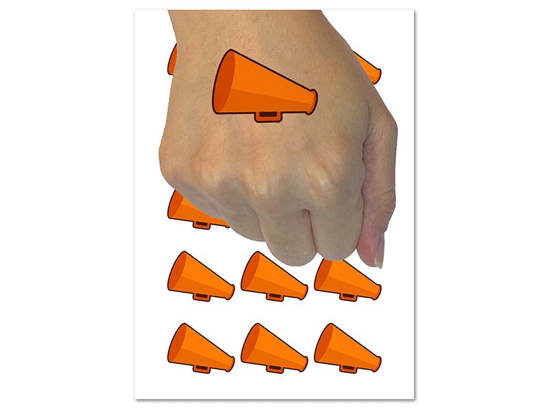 Megaphone Bullhorn Coach Cheerleading Temporary Tattoo Water Resistant Fake Body Art Set Collection (1 Sheet)