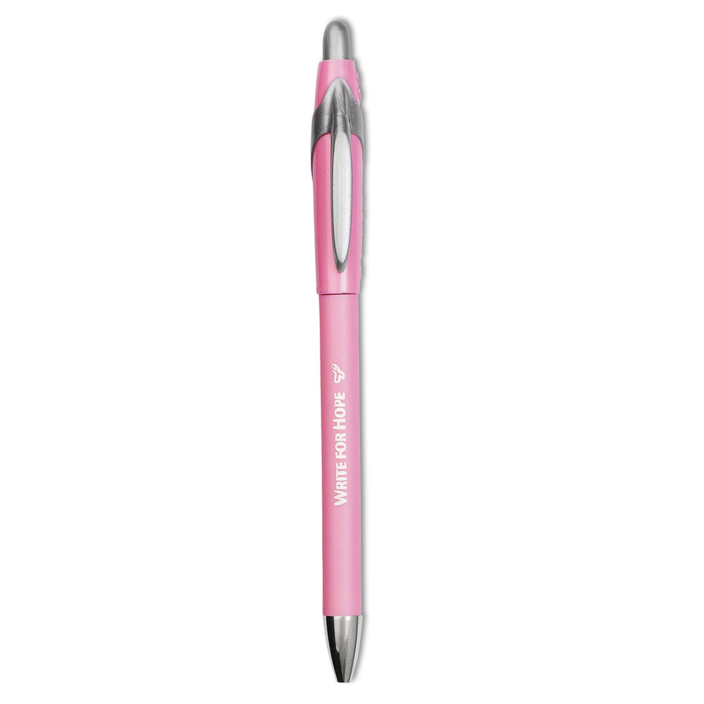 Papermate FlexGrip Elite Write for Hope Retractable Ballpoint Pen, 1mm, Black Ink/Pack Barrel, Dozen