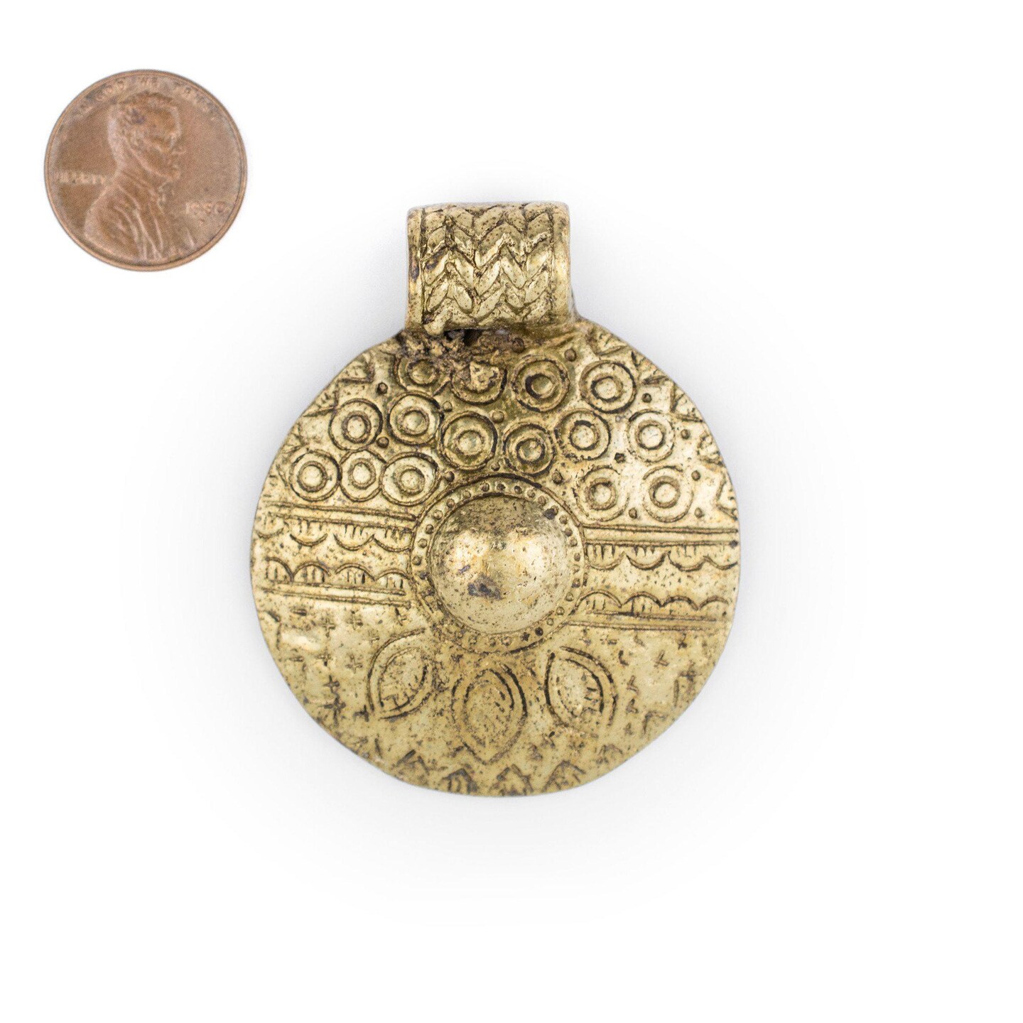 TheBeadChest Brass Tribal Shield Pendant (55x45mm)