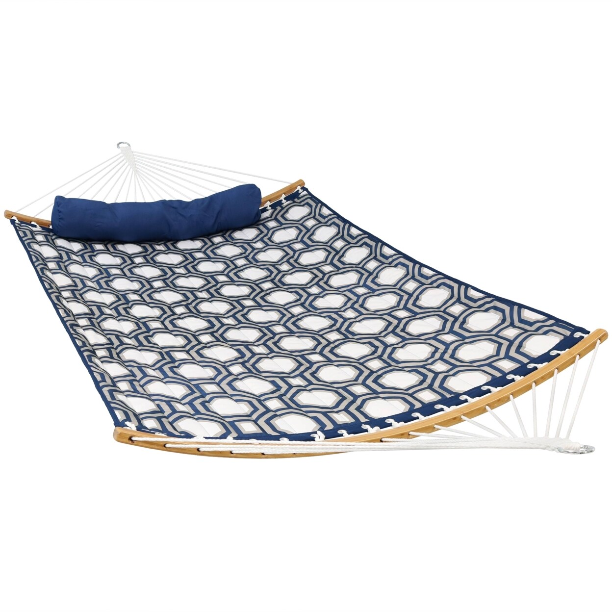 Sunnydaze 2Person Quilted Hammock with Curved Spreader Bars Gray