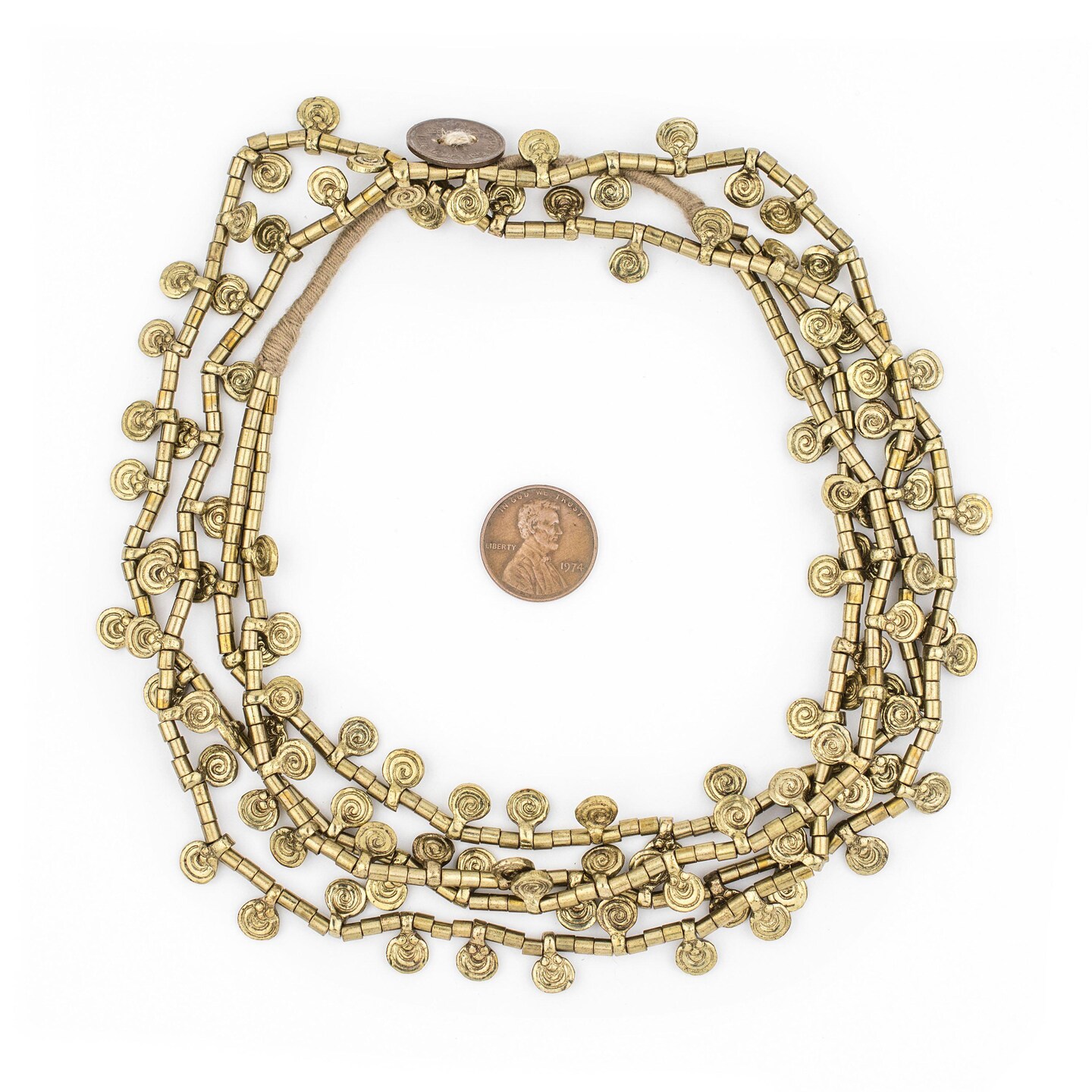 TheBeadChest Gold Mini Baule Charm Beads Double Strand Necklace 7mm Unusual Brass Large Hole 25-30 Inch Strand