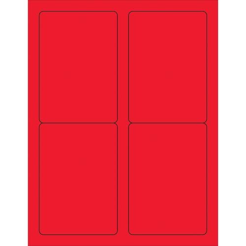 Tape Logic Rectangle Laser Labels, 3 1/2&#x22; x 5&#x22;, Fluorescent Red, 400/Case