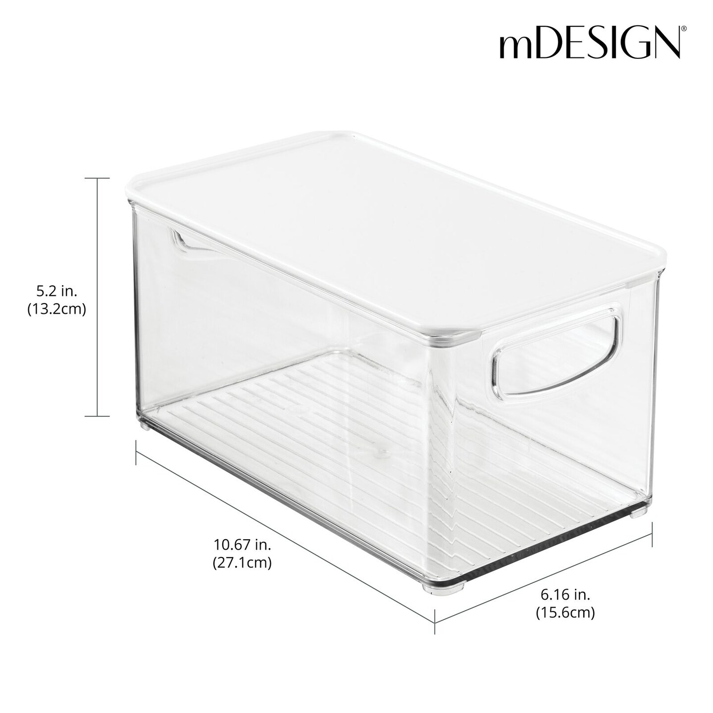 mDesign Plastic Deep Kitchen Storage Bin Box, Lid/Handles
