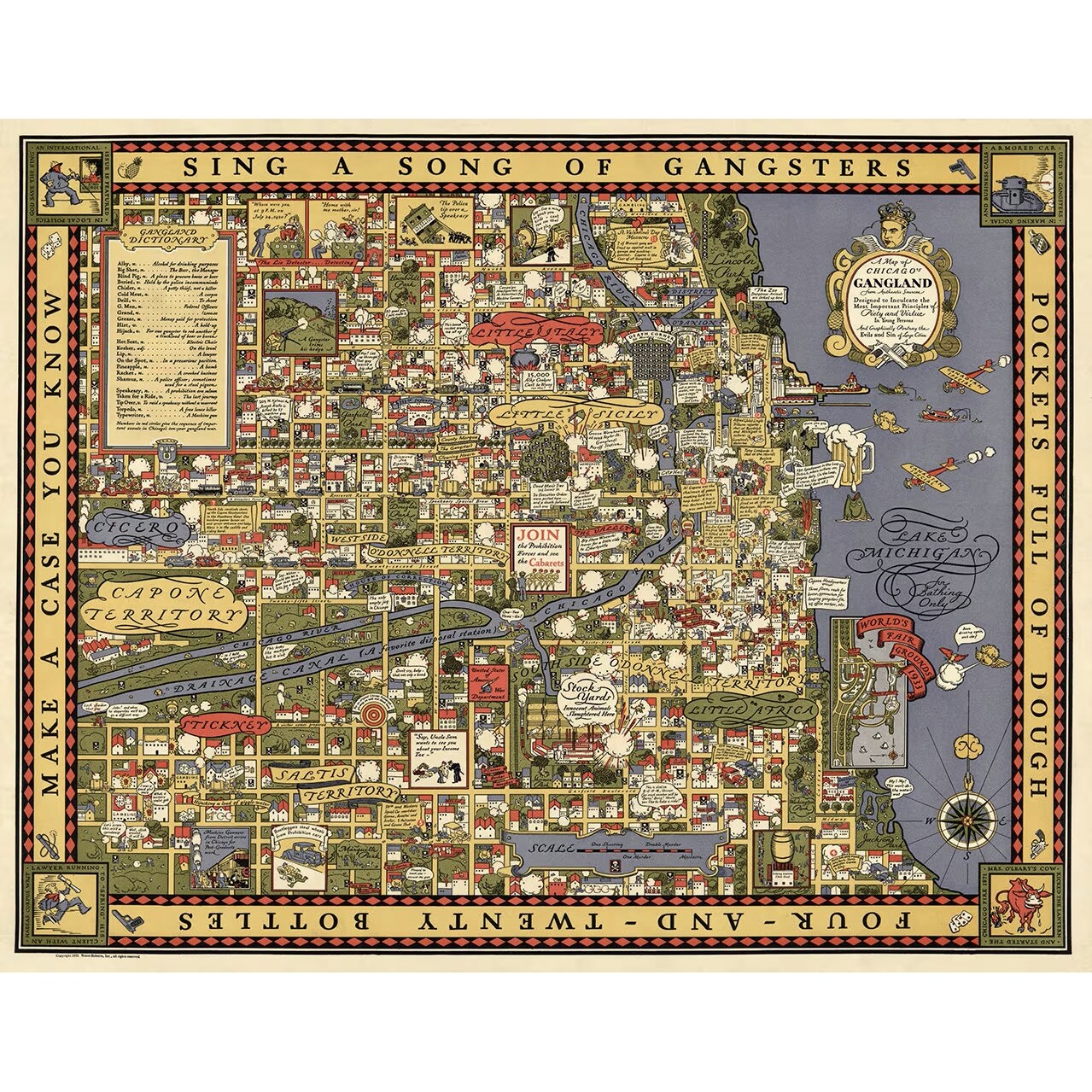 1930's Chicago Gangster Poster Vintage Travel Poster Prints