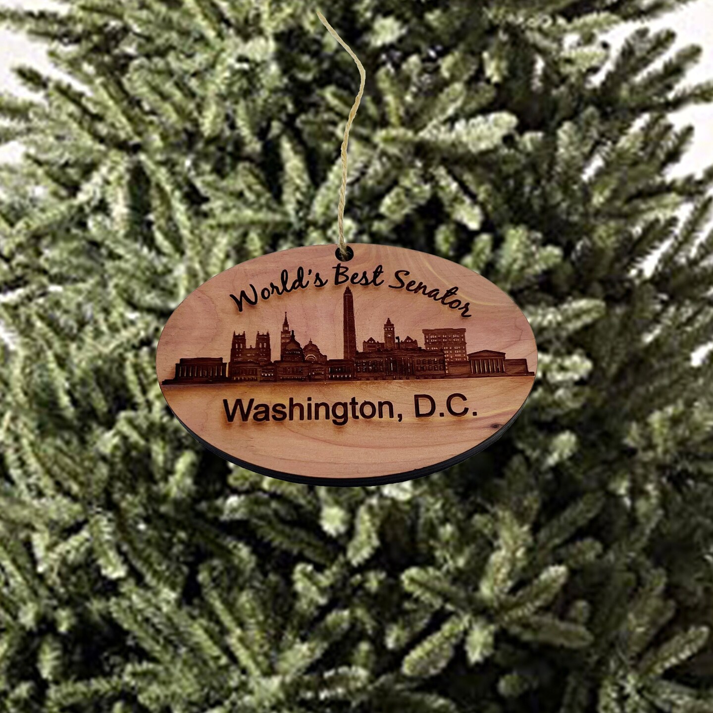 Worlds Best Senator Washington DC - Cedar Ornament Worlds Best Senator Washington DC - Cedar Ornament