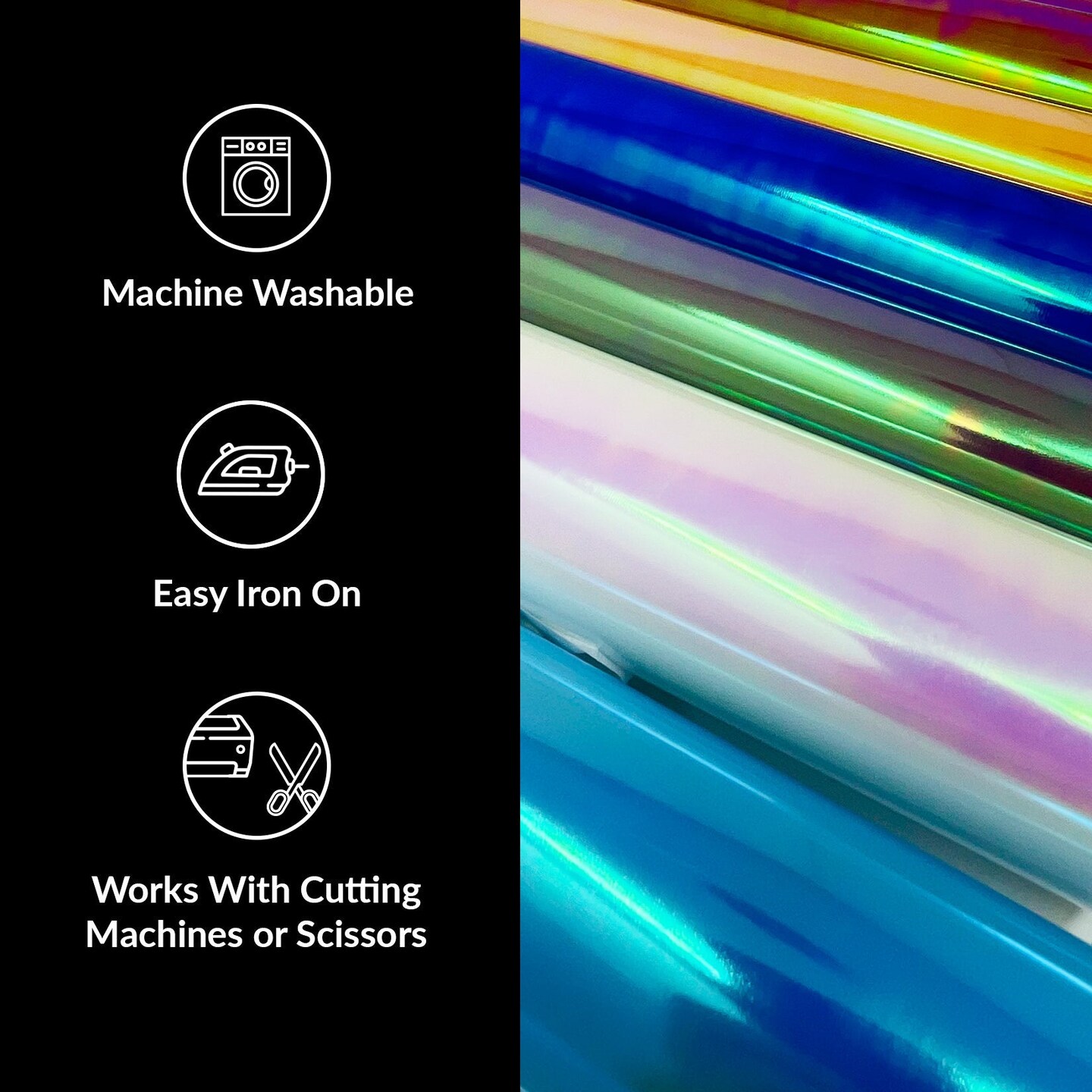 Holographic Permanent Vinyl HTV 6 Premium Permanent Vinyl Holographic Sheets Heat Transfer Holographic HTV Craft Foil Iridescent Opal Vinyl Sheets Without Roll in Gold Silver Chrome and Blue