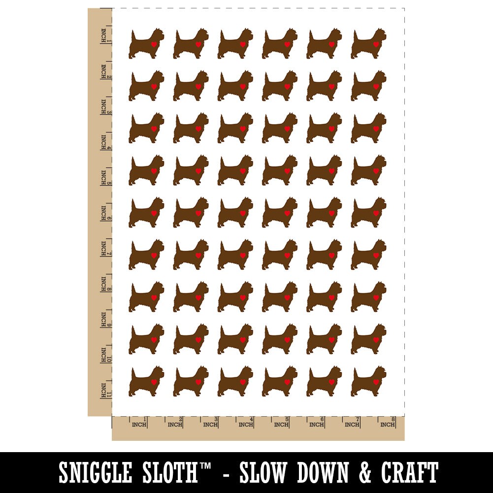 Cairn Terrier Dog with Heart Temporary Tattoo Water Resistant Fake Body Art Set Collection (1 Sheet)