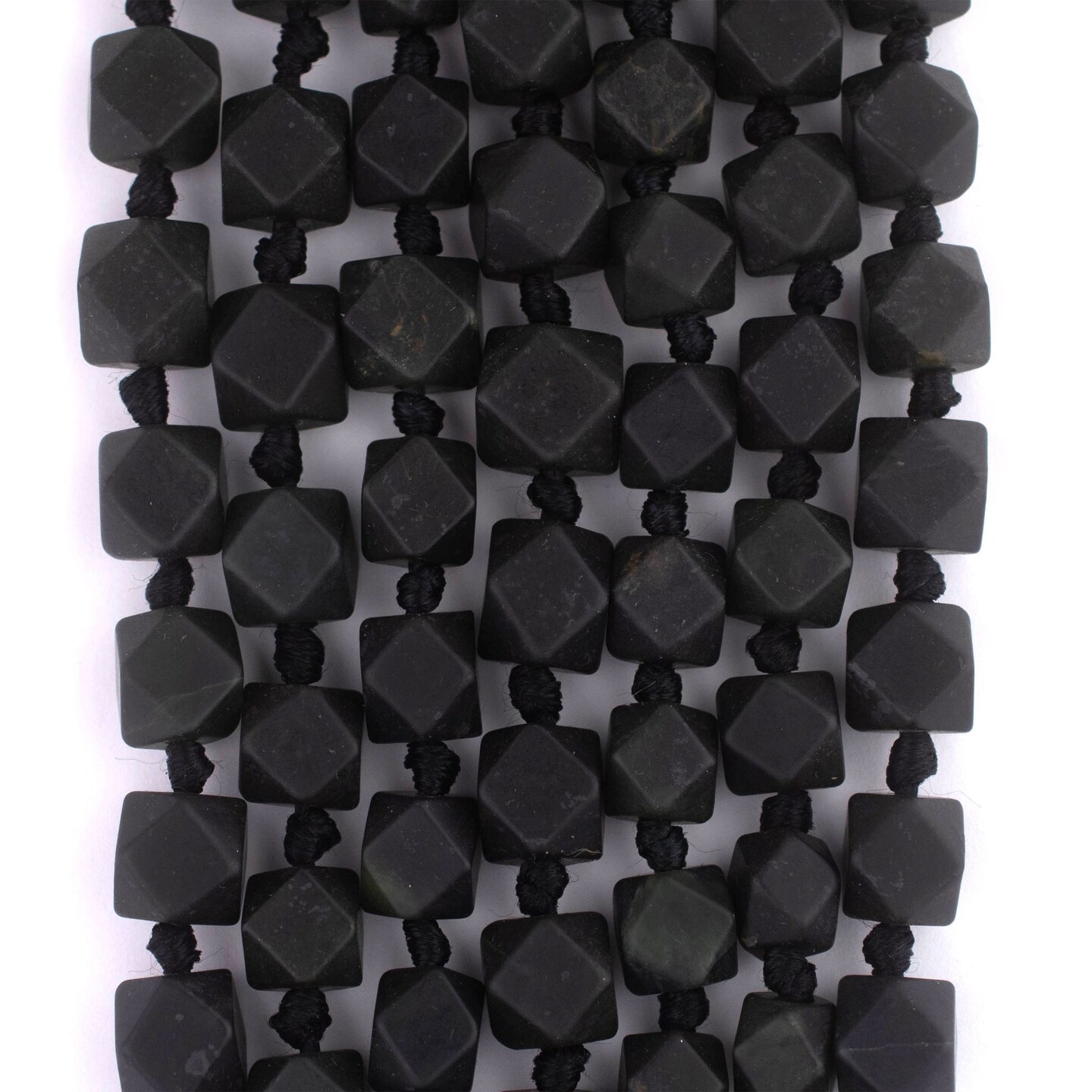 The Bead Chest Black Cornerless Cube Serpentine Beads 9-12mm Afghanistan Faceted Gemstone 19 Inch Strand