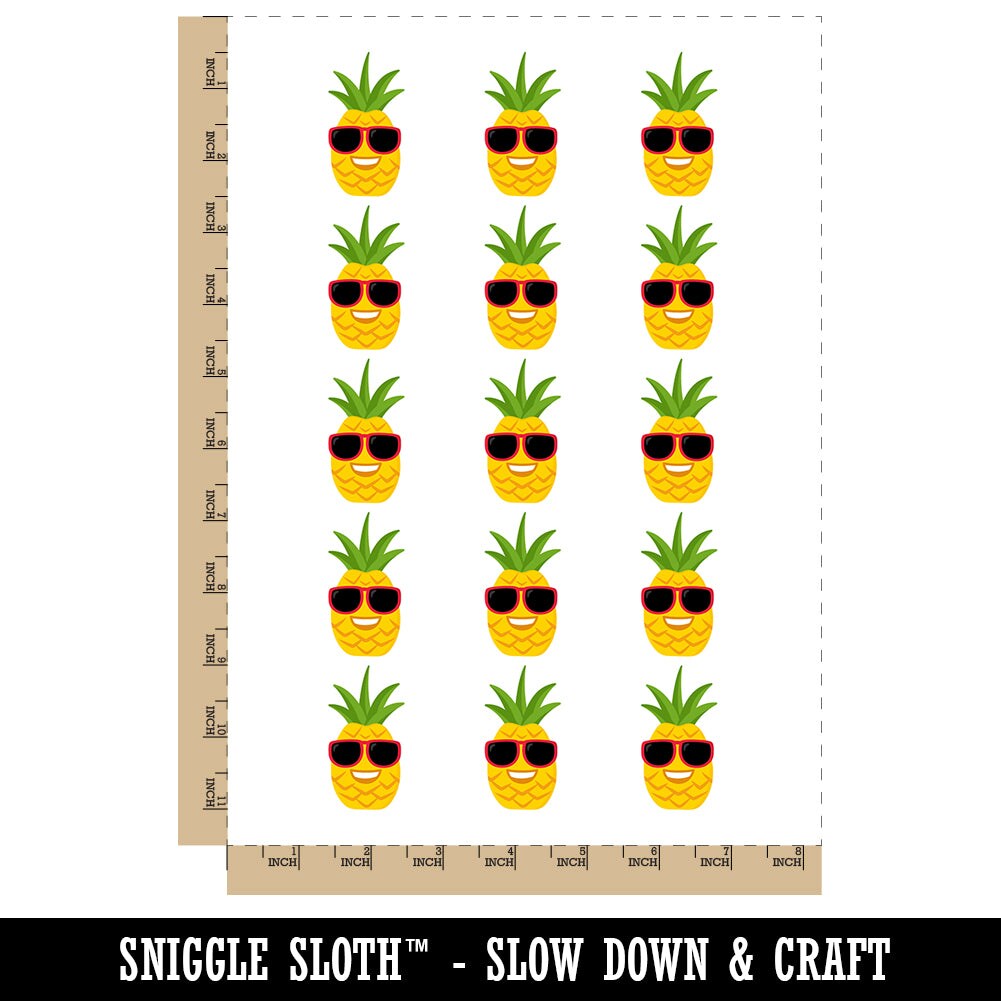 Pineapple with Sunglasses Temporary Tattoo Water Resistant Fake Body Art Set Collection (1 Sheet)