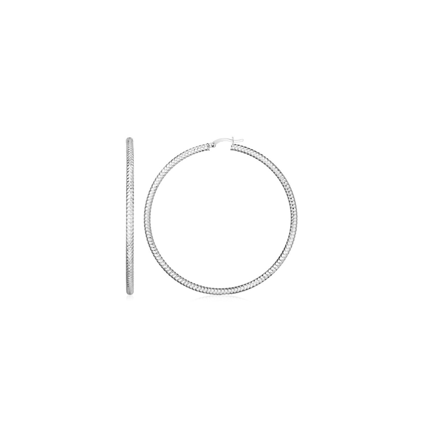 Sterling Silver Large Hoop Earrings with Braid Texture Michaels