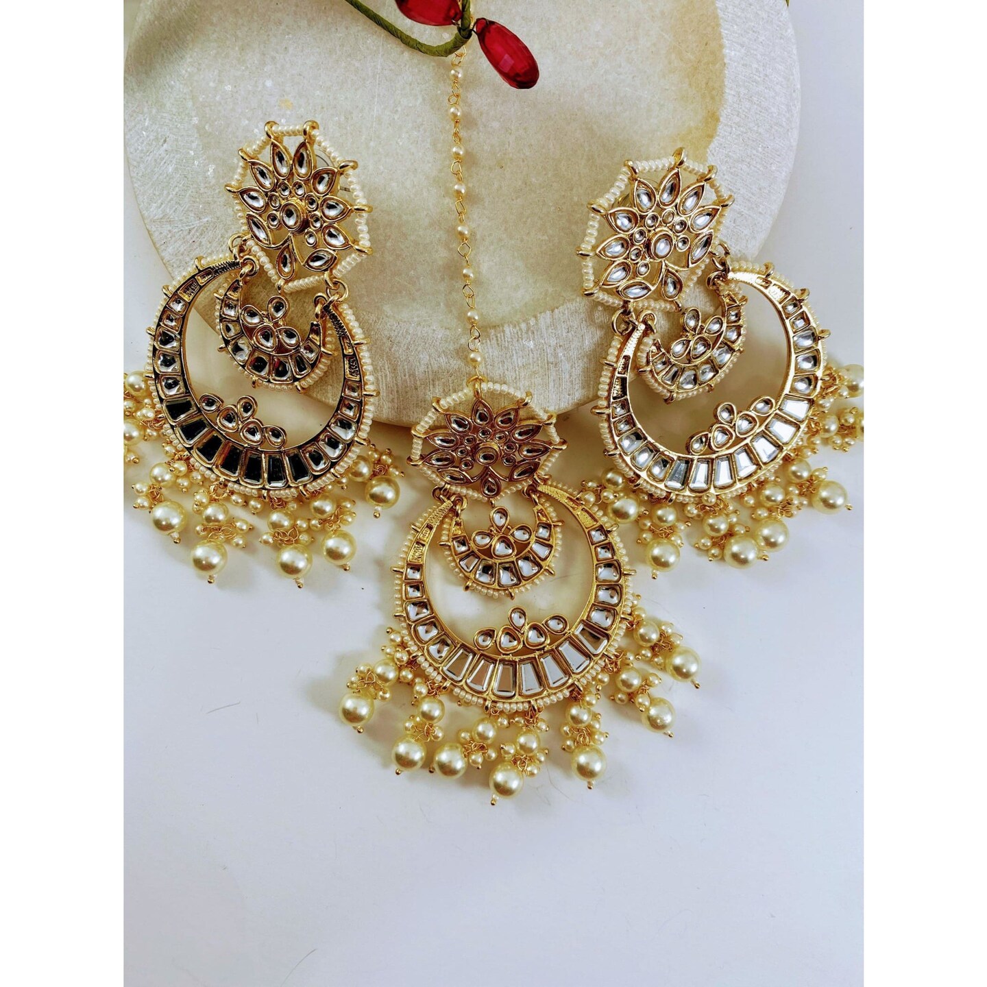 Kundan Chandbalis Set, Indian Jewelry, Pakistani Jewelry Set, Mang Tikka Earing Set, Chandbalis Earrings, Chandbalis, Punjabi Jewelry