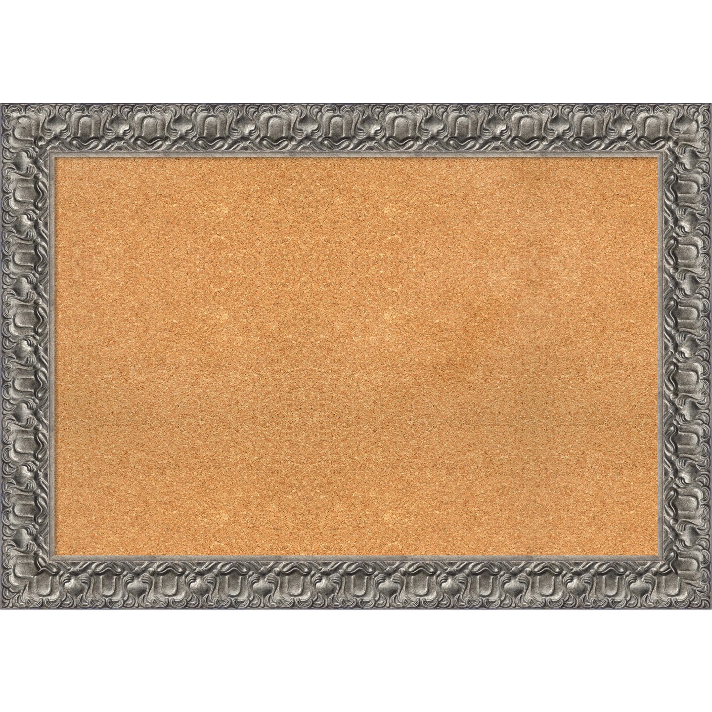 Silver Luxor Wood Framed Corkboard, Natural Cork