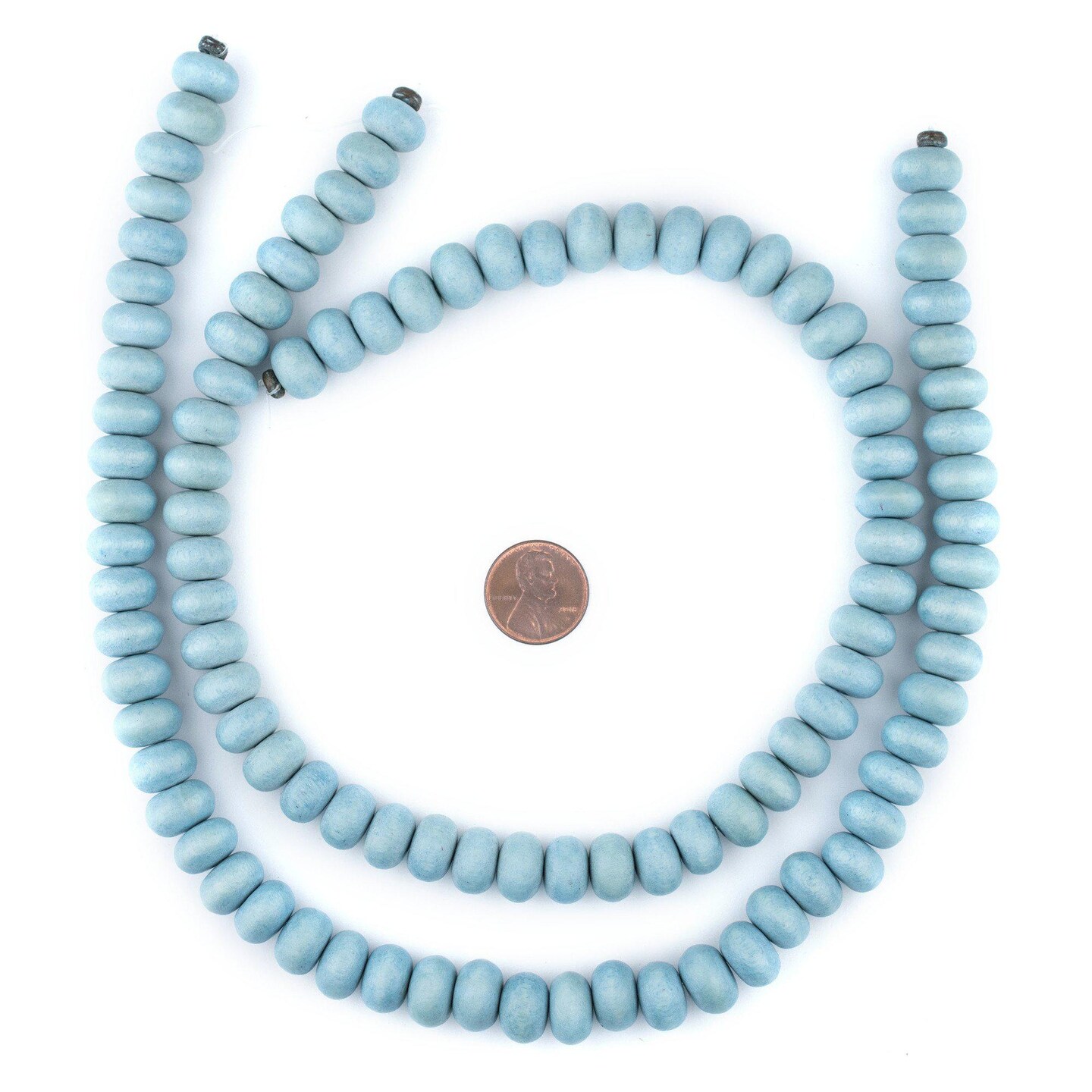 The Bead Chest Light Blue Abacus Natural Wood Beads (8x12mm): Organic Eco-Friendly Wooden Bead Strand for DIY Jewelry, Crafts, Necklace and Bracelet Making