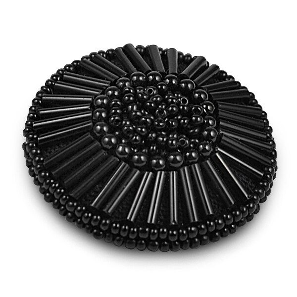 Beaded Button with Cylinder Beads 1 5/8&#x22; x 1 5/8&#x22;