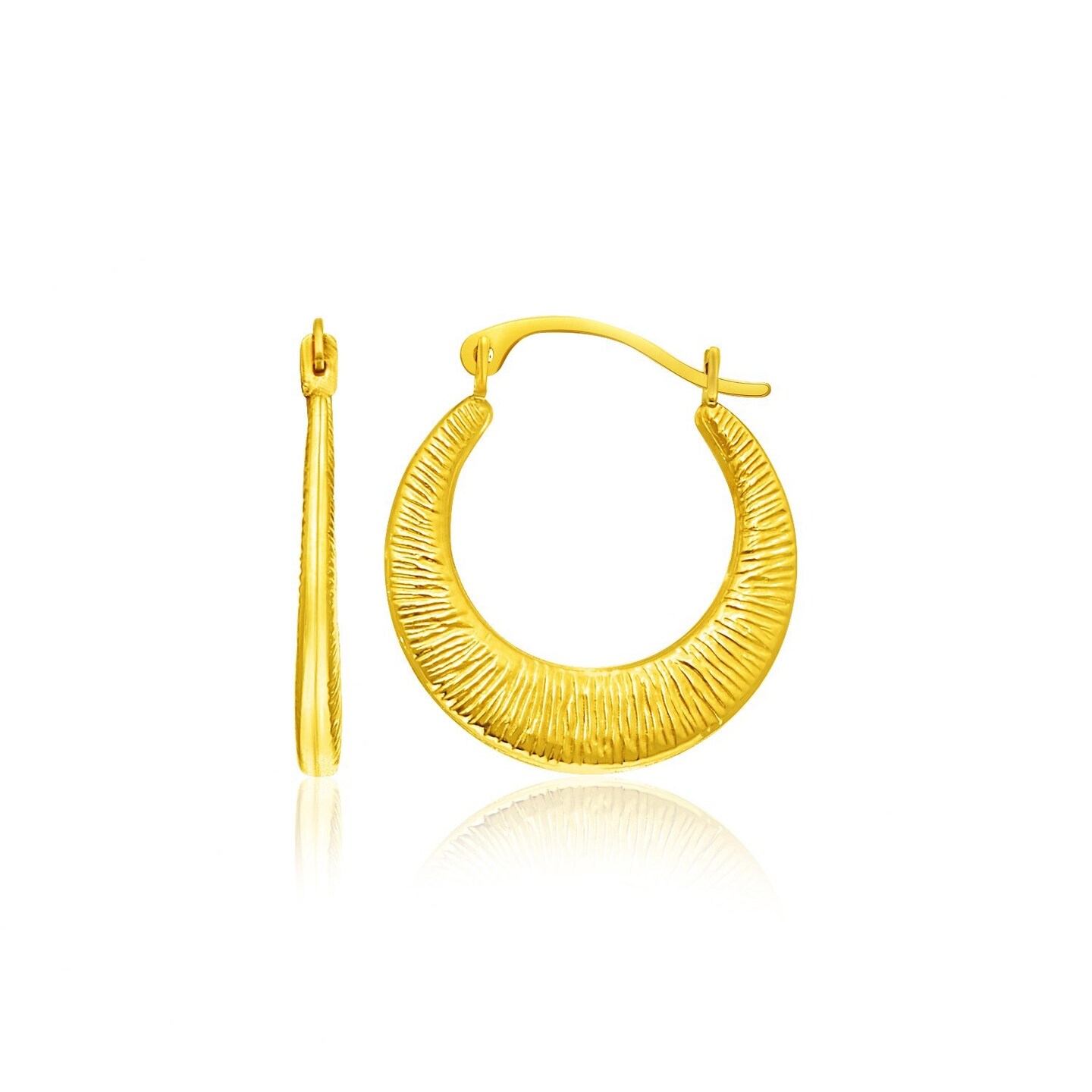 14k Yellow Gold Graduated Round Textured Hoop Earrings Michaels