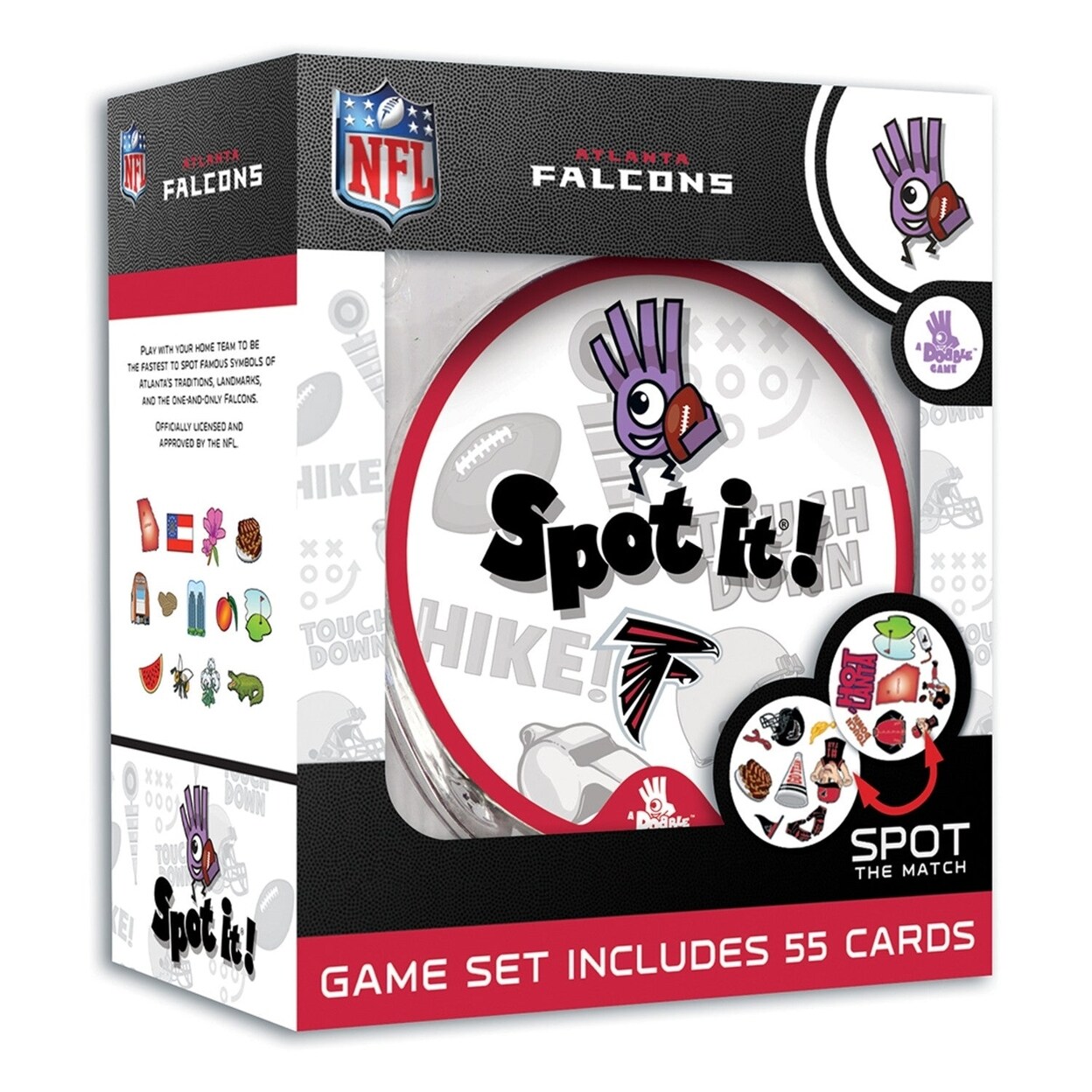 Atlanta Falcons Spot It Card Game Nfl Family Fun 55 Cards Ages 7 Plus