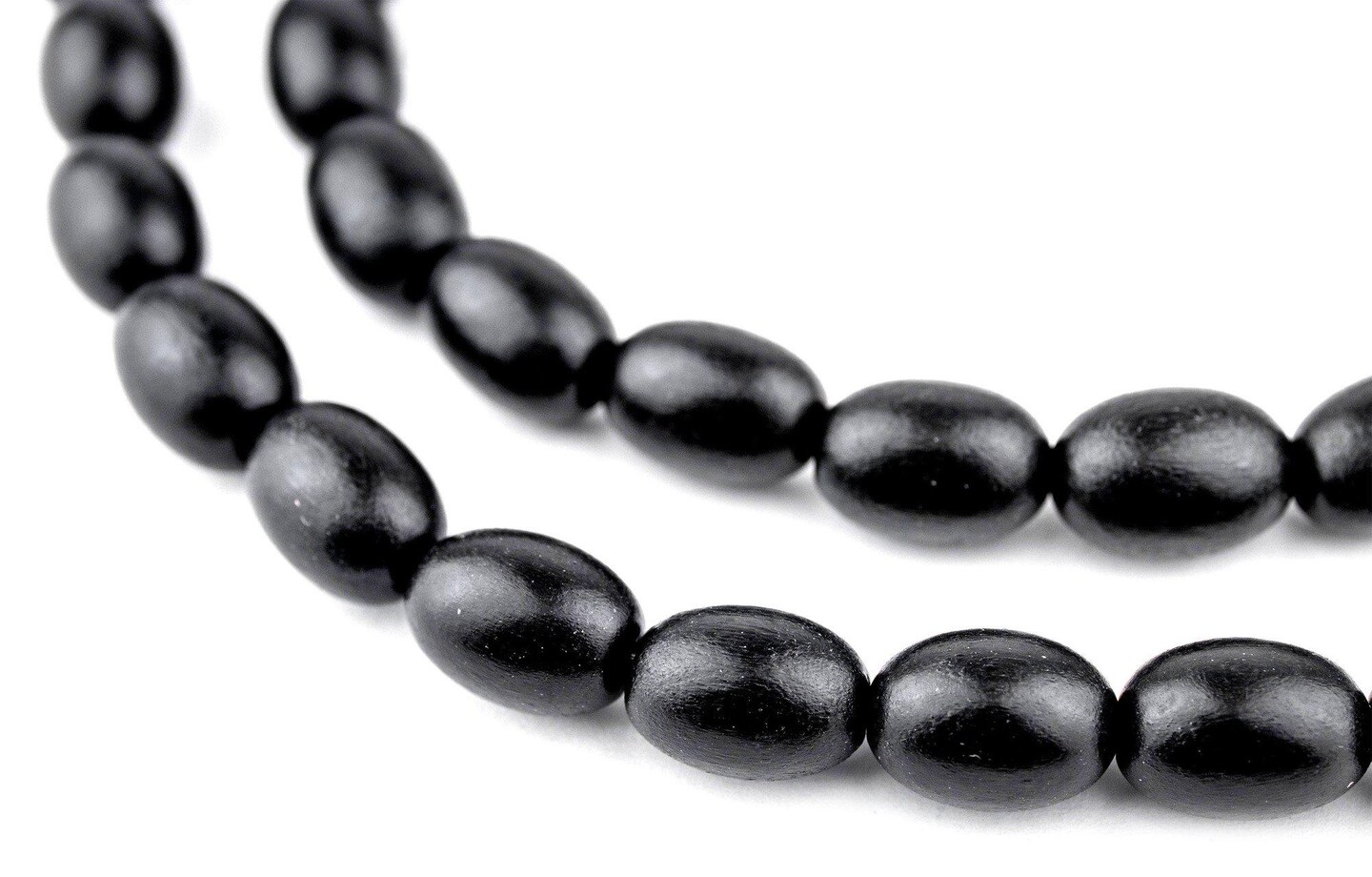 The Bead Chest Black Oval Natural Wood Beads (15x10mm): Organic Eco-Friendly Wooden Bead Strand for DIY Jewelry, Crafts, Necklace and Bracelet Making