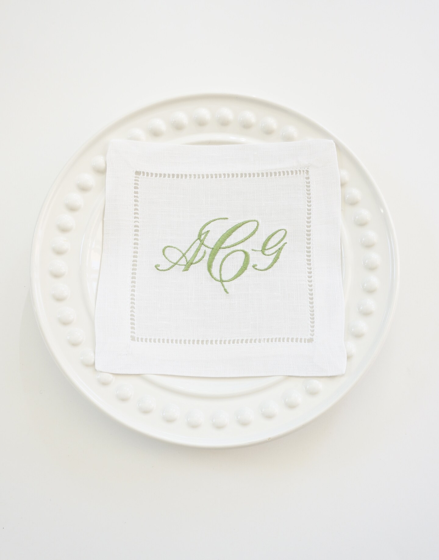 SCRIPT FONT COLLECTION of Monogram Fonts on Embroidered Cloth Dinner 