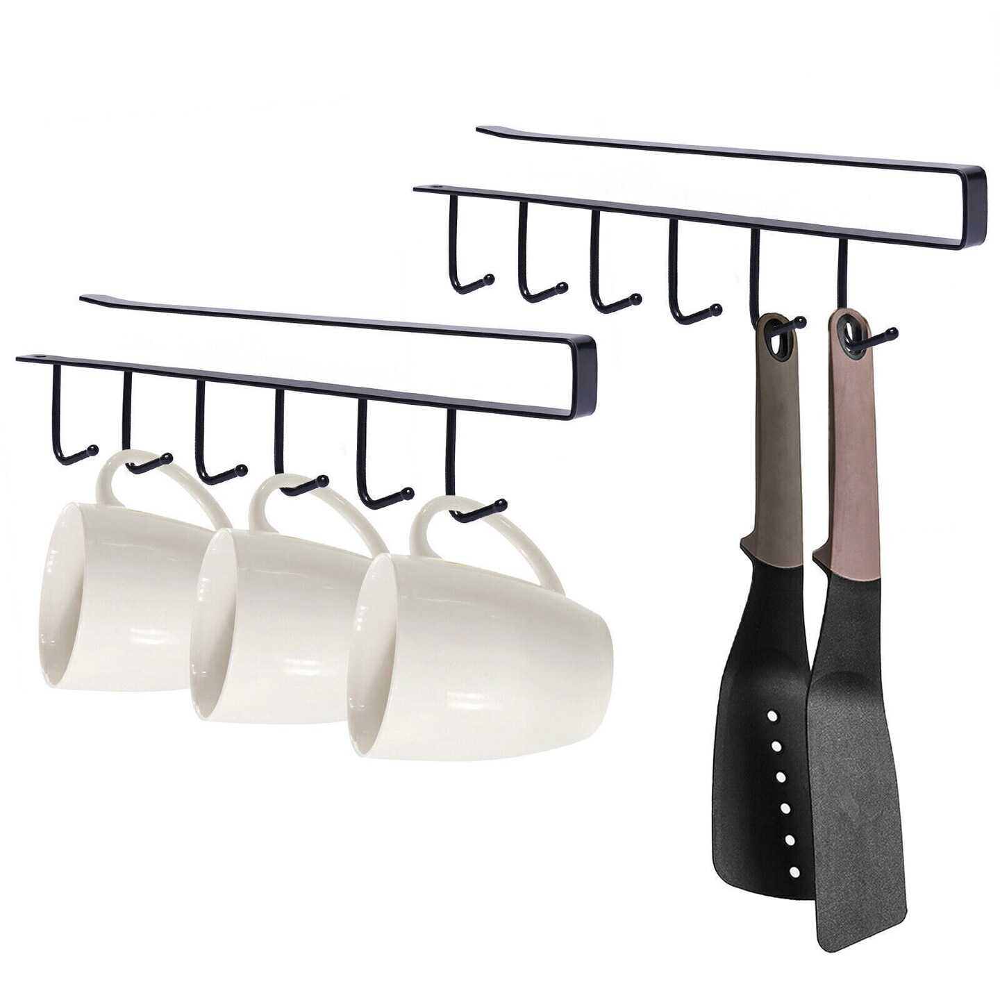 Kitcheniva 2&#xD7; 6Hook Under Shelf Coffee Cup Mug Hanger Storage Rack