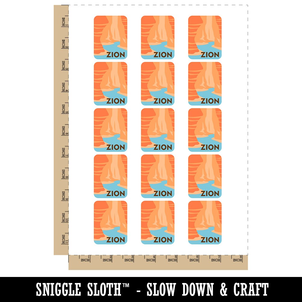 Destination Zion National Park Temporary Tattoo Water Resistant Fake Body Art Set Collection (1 Sheet)