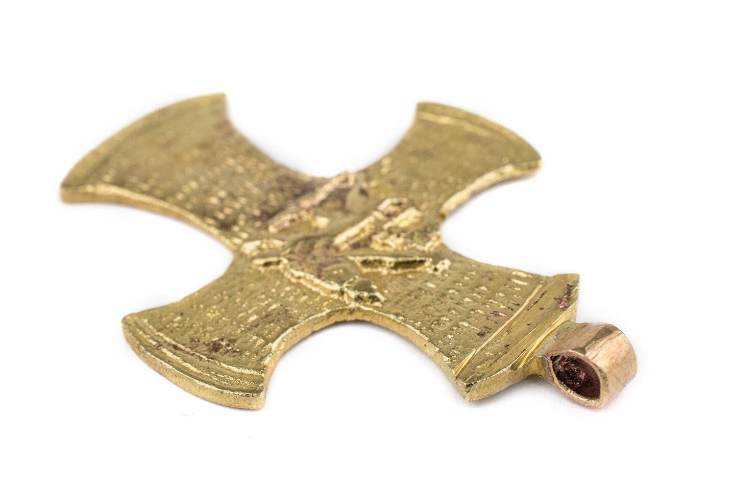 TheBeadChest Brass Lion of Judah Ethiopian Cross Pendant