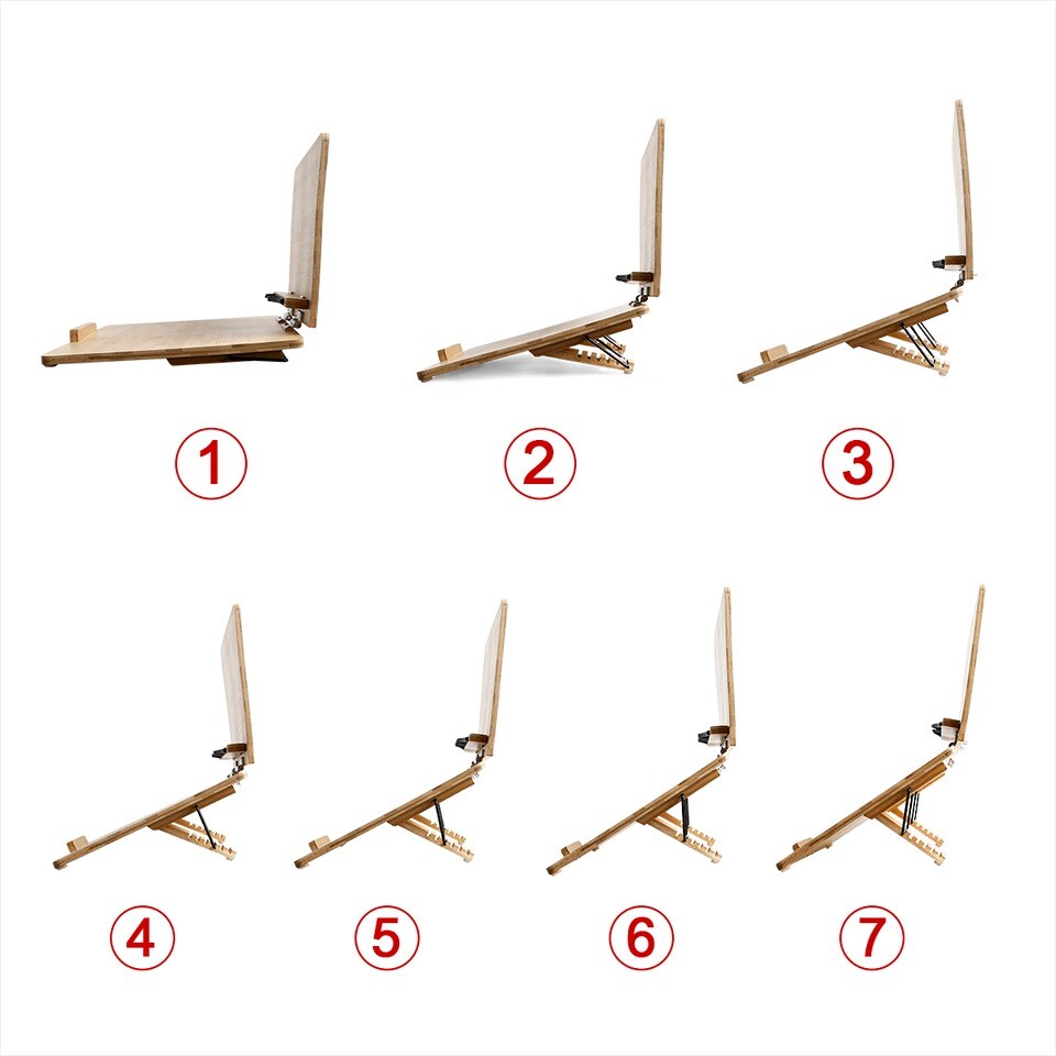 Bamboo Book Stand For Reading Double-Layer Adjustable Book Holder Portable Stand