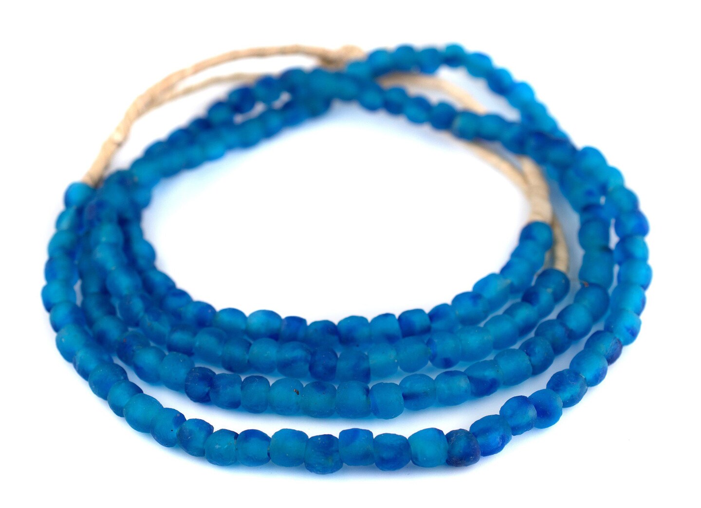 The Bead Chest African Recycled Glass Beads – Handmade in Ghana – Aqua Swirl 7mm Strand for Jewelry Making, Crafts, and Home Decor I Approximately 70-80 Beads