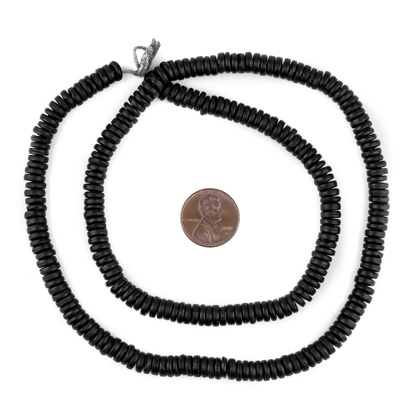 The Bead Chest 6mm Black Bone Button Beads: Nepal Flat Round Disk Heishi Beads for DIY Necklace Jewelry Making